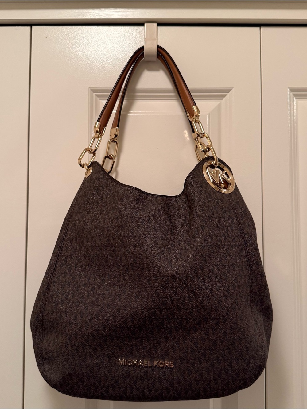 Michael Kors Brown/Gold Logo Hobo Shoulder Bag with Wallet